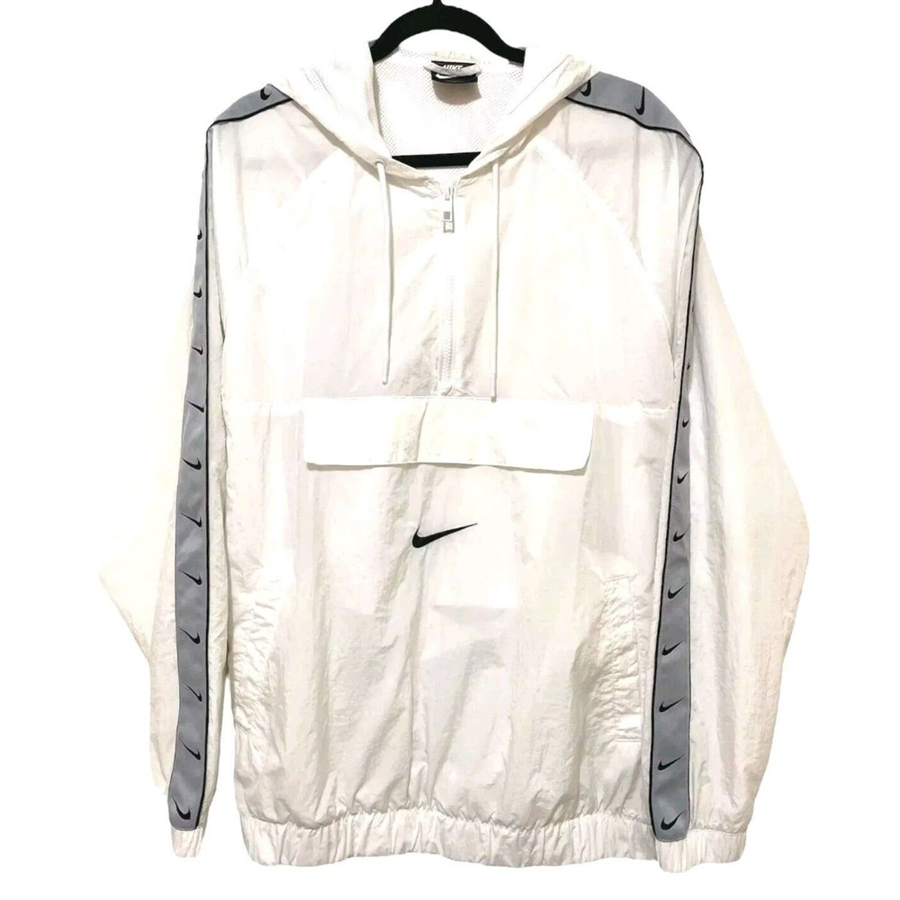 Nike Sportswear Windrunner Windbreaker Hooded Jacket White Gray Mens Size Large